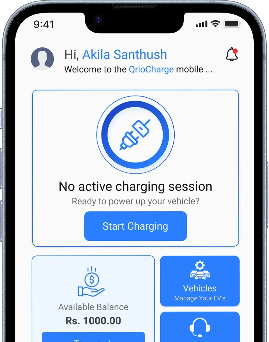Qrio Charge owner app dashboard screenshot